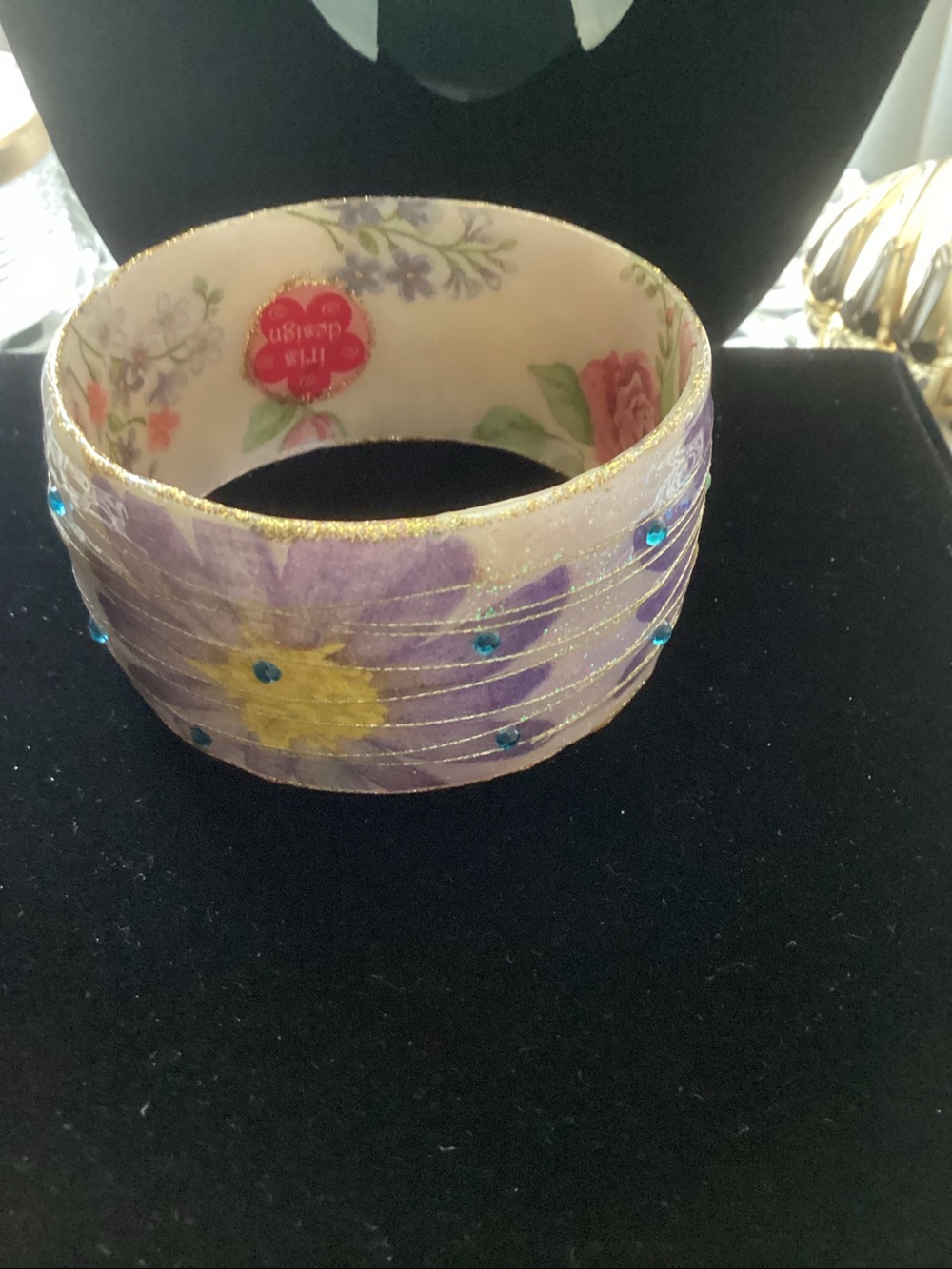 Floral Purple and Pink Silk Bangle Bracelet by IrisDesigns!